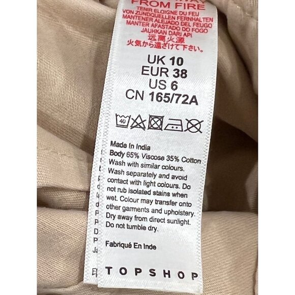 Topshop Casual Utility Trousers Tie Belt Paperbag Waist Pants w/Patch Pockets - Picture 10 of 12